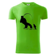 Rybář tahající rybu