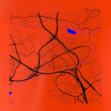 Praha - 14100 mapa s vodními toky