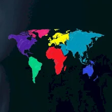 Světové kontinenty bez názvů - barevné