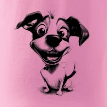 Černobílá karikatura Jack Russell teriér