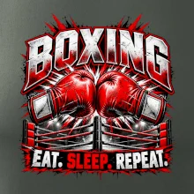 Boxerské rukavice v ringu eat sleep repeat