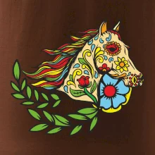 Kůň barevný s listy