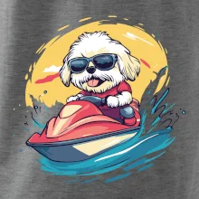 Lhasa Apso na vodním skútru