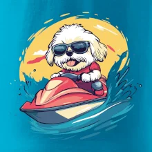 Lhasa Apso na vodním skútru