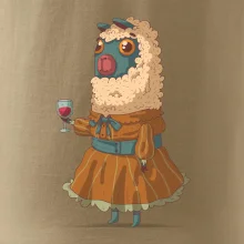 Alpaka s vínem žena