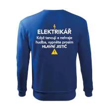 Elektrikář - hlavní jistič - Nápis na zádech