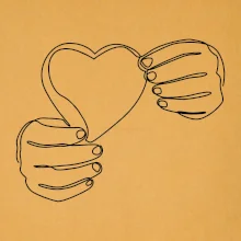 Ruka držící srdce  jedním tahem