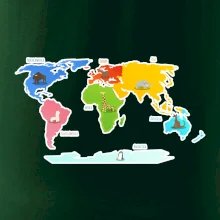 Světové kontinenty s názvy a zvířátky