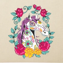 Kůň barevný s květinami