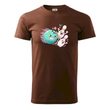 Bowling vtipná koule honí vystrašené kuželky