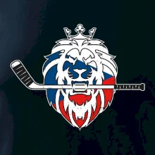 Lev s hokejkou v tlamě - Česká vlajka