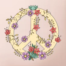 Peace symbol pískový