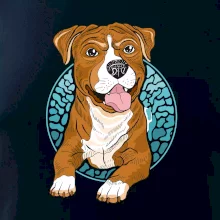 Americký staford kreslený v kolečku (Pecka design)