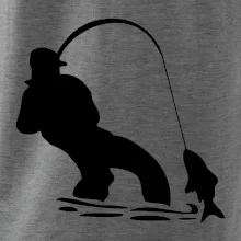 Rybář tahající rybu