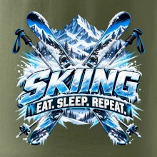 Sjezdové lyže v horách eat sleep repeat