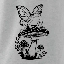 Goblincore černá houba se žábou