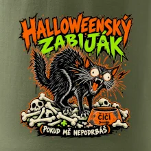 Halloweenský černý kocour čeká na podrbání