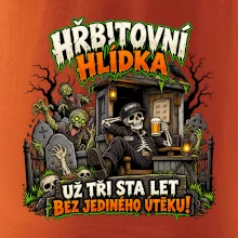 Hřbitovní hlídka kostlivec vrátný s pivem