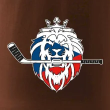 Lev s hokejkou v tlamě - Česká vlajka