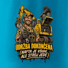 Údržba bagru dokončena nafta je všude