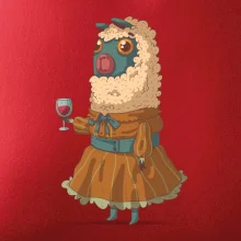 Alpaka s vínem žena