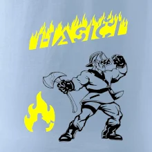 Hasič stojící - nápis hasiči - Velký nápis  na zádech