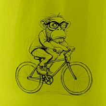 Opice s brýlemi na kole