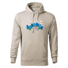 Lyžař a barevné hory