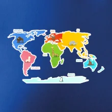 Světové kontinenty s názvy a zvířátky