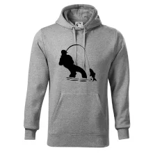 Rybář tahající rybu