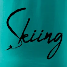 Skiing nápis lyžař