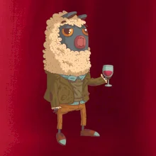 Alpaka s vínem muž