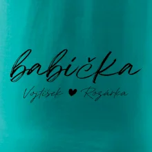 Babička Tričko se jmény dětí psací písmo