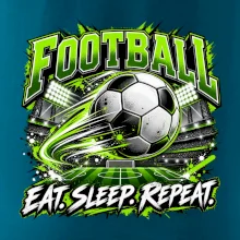 Fotbalový míč a stadion eat sleep repeat