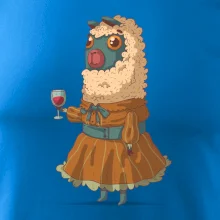 Alpaka s vínem žena