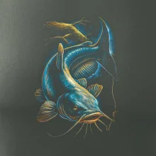 Obrázek sumec a kus stromu