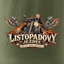 Listopadový motorkář se strojem a ohnivými křídly