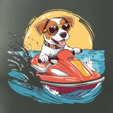 Jack russell teriér na vodním skútru