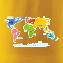 Světové kontinenty s názvy a zvířátky