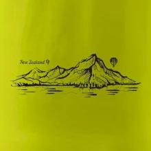 Nový Zéland nápis a hory Aoraki -  Mount Cook