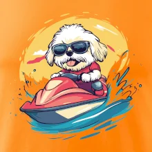 Lhasa Apso na vodním skútru