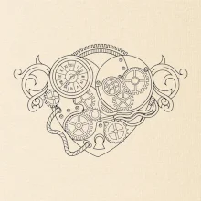 Steampunk srdce kreslené