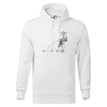 Kreslený rybář na pařezu