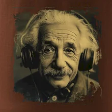 Albert se sluchátky