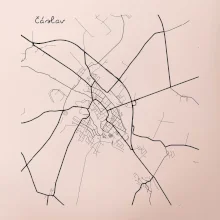 Černobílá mapa Čáslav