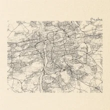 Mapy měst černobílé Praha