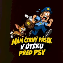 Černý pásek v útěku před psy
