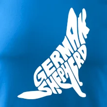 Německý ovčák sedící napis