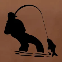 Rybář tahající rybu