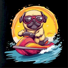 Mops na vodním skútru